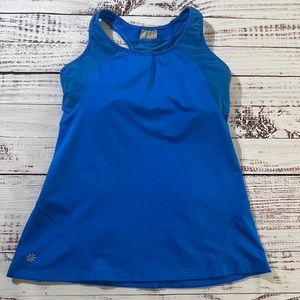 Athleta Full Throttle tennis pocket racerback tank mesh cutout blue small